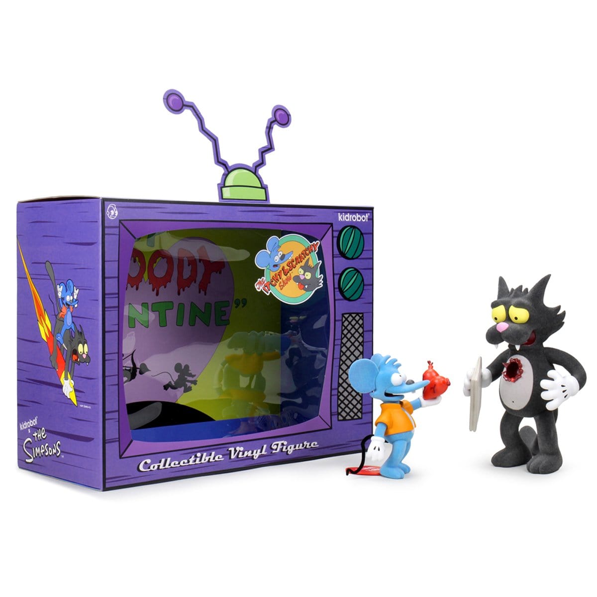 Itchy and Scratchy Flocked Version Medium Figure Set by The Simpsons x Kidrobot - IamRetro Exclusive