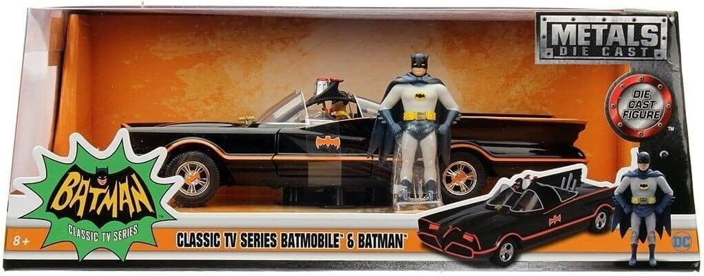 Batman 1966 TV Series Batmobile 1:24 Scale Vehicle with Figures by Jada Toys