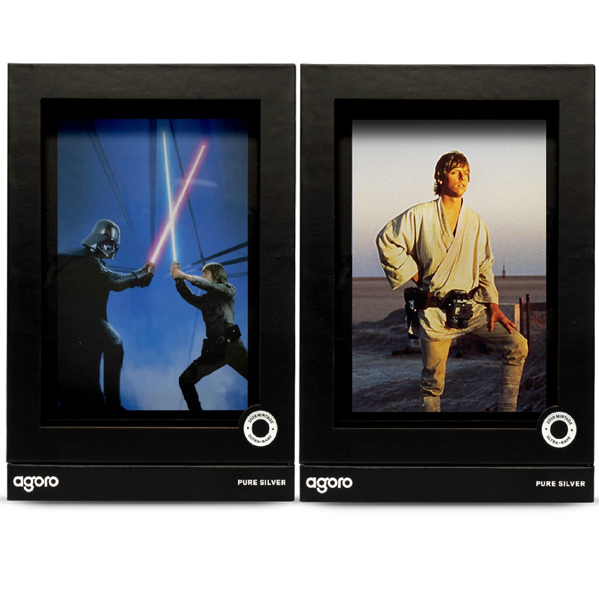 Darth Vader and Luke Skywalker Star Wars Sketch Art Combo 5g Silver Collectible Foils by Agoro
