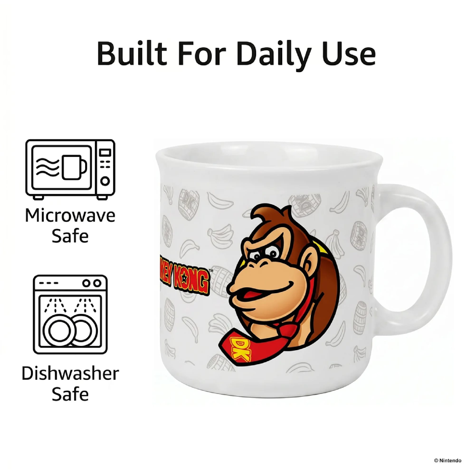 Nintendo Donkey Kong DK & Diddy Faces 20 oz Ceramic Camper Mug
