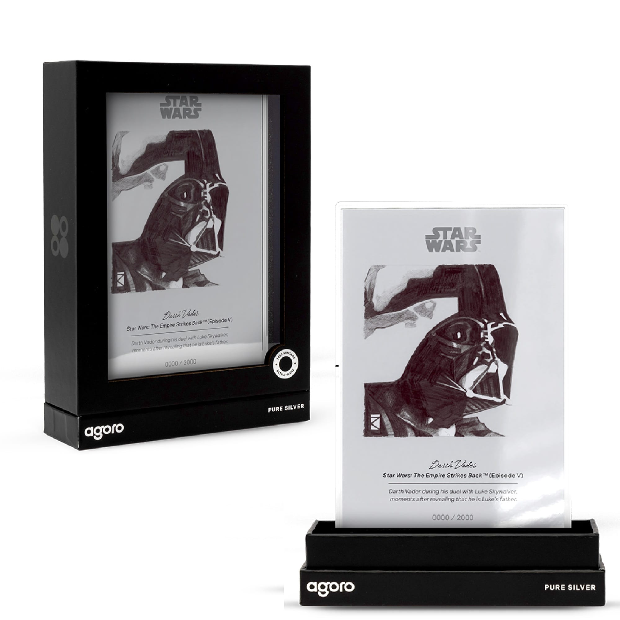 Darth Vader Star Wars Sketch Art 5g Silver Collectible Foil by Agoro
