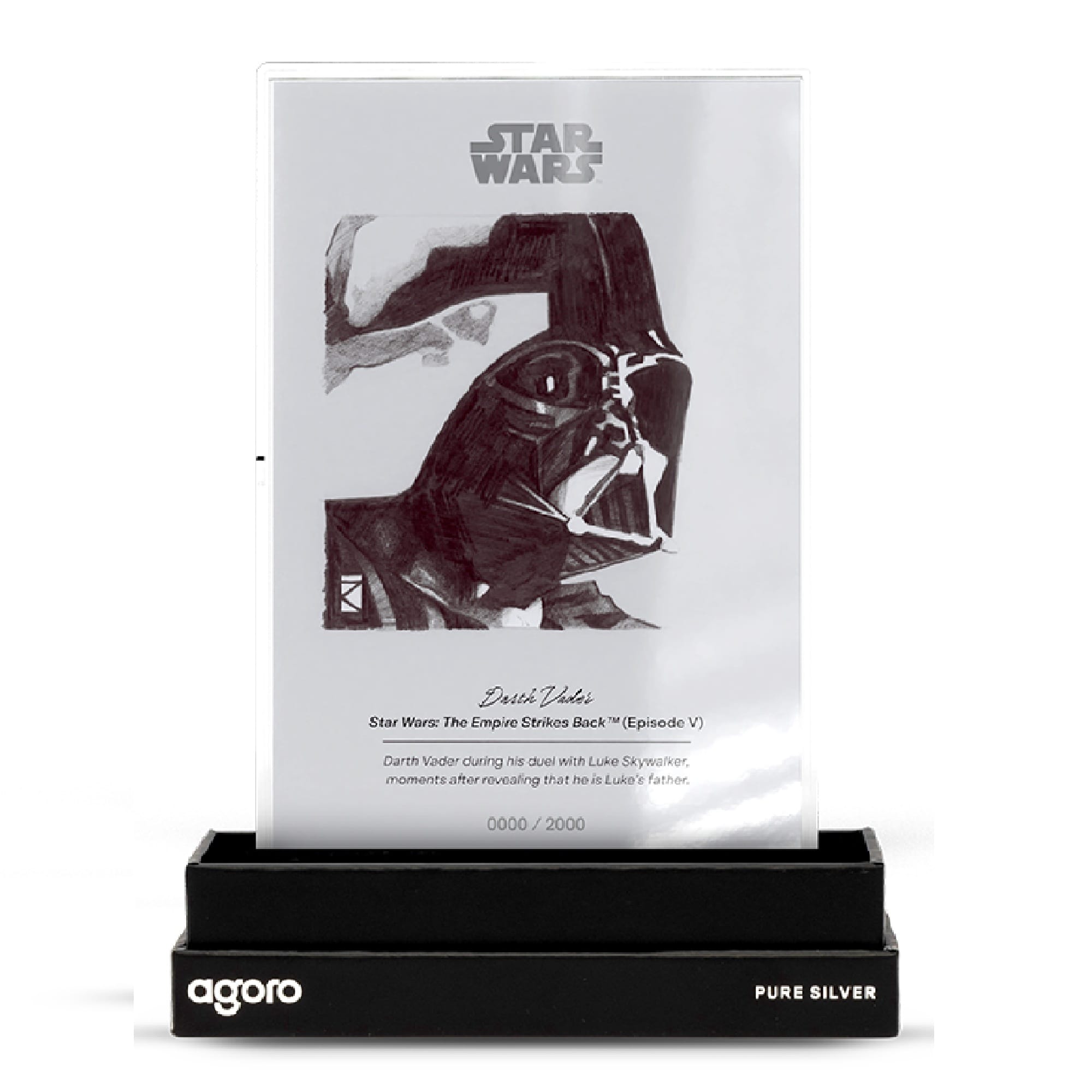 Darth Vader Star Wars Sketch Art 5g Silver Collectible Foil by Agoro