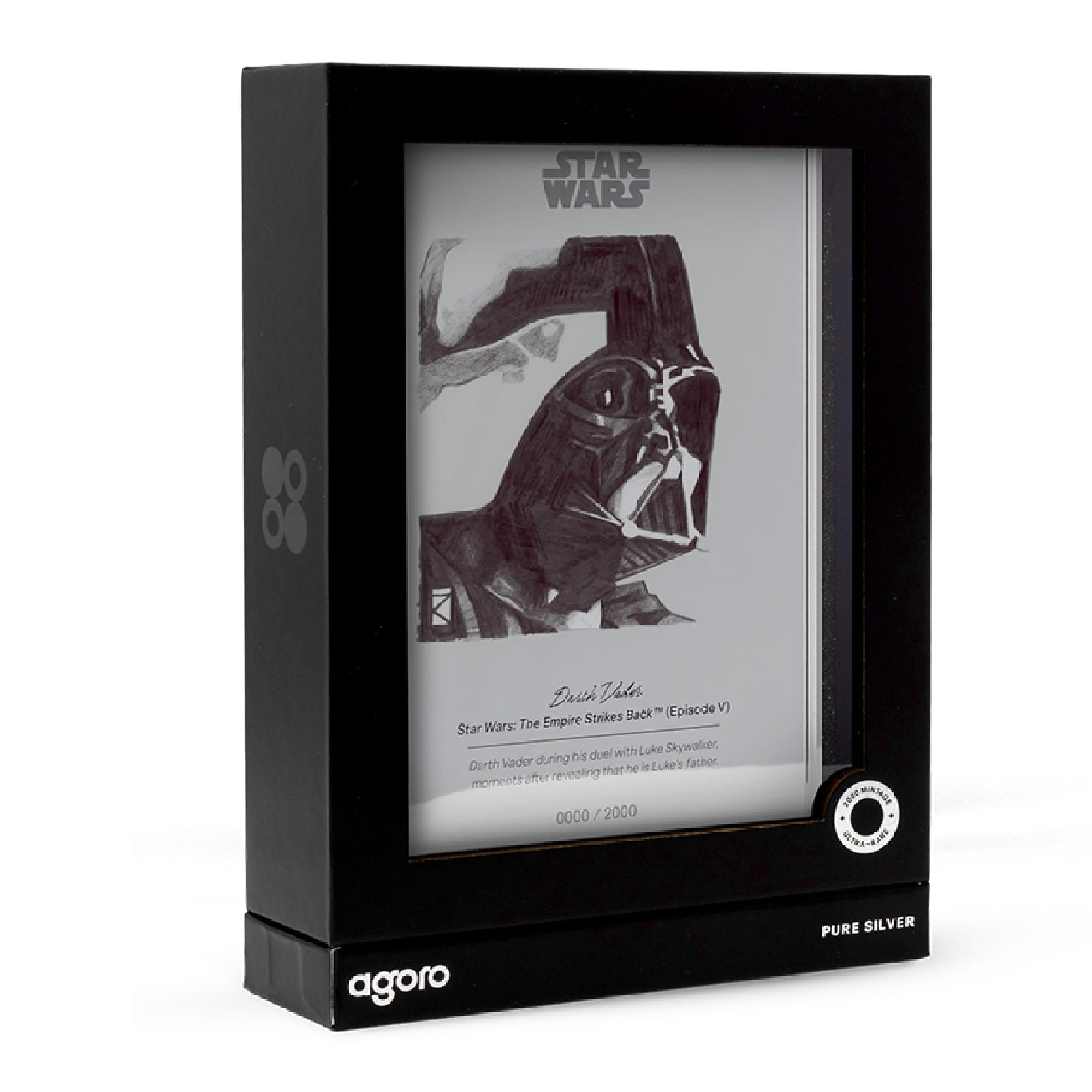 Darth Vader Star Wars Sketch Art 5g Silver Collectible Foil by Agoro