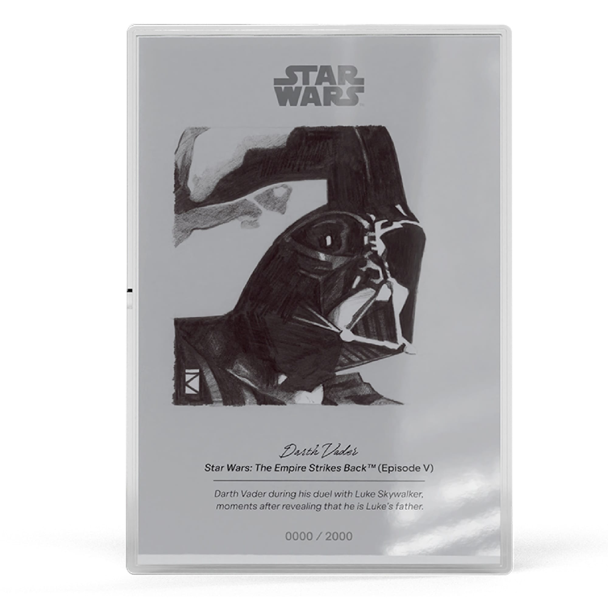 Darth Vader and Luke Skywalker Star Wars Sketch Art Combo 5g Silver Collectible Foils by Agoro