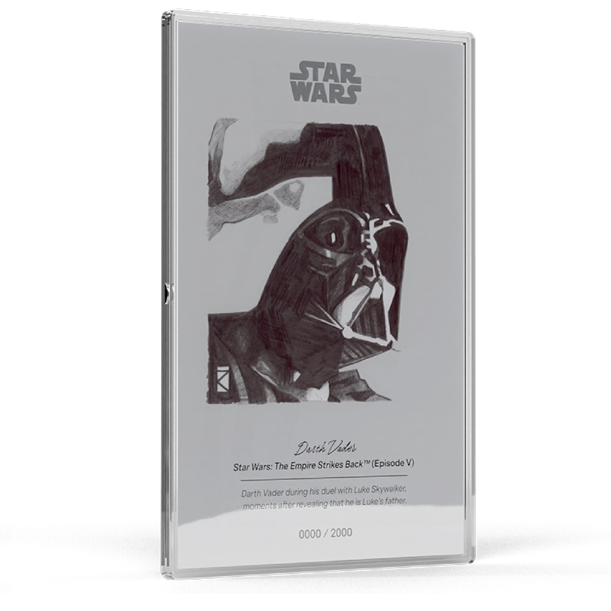 Darth Vader Star Wars Sketch Art 5g Silver Collectible Foil by Agoro