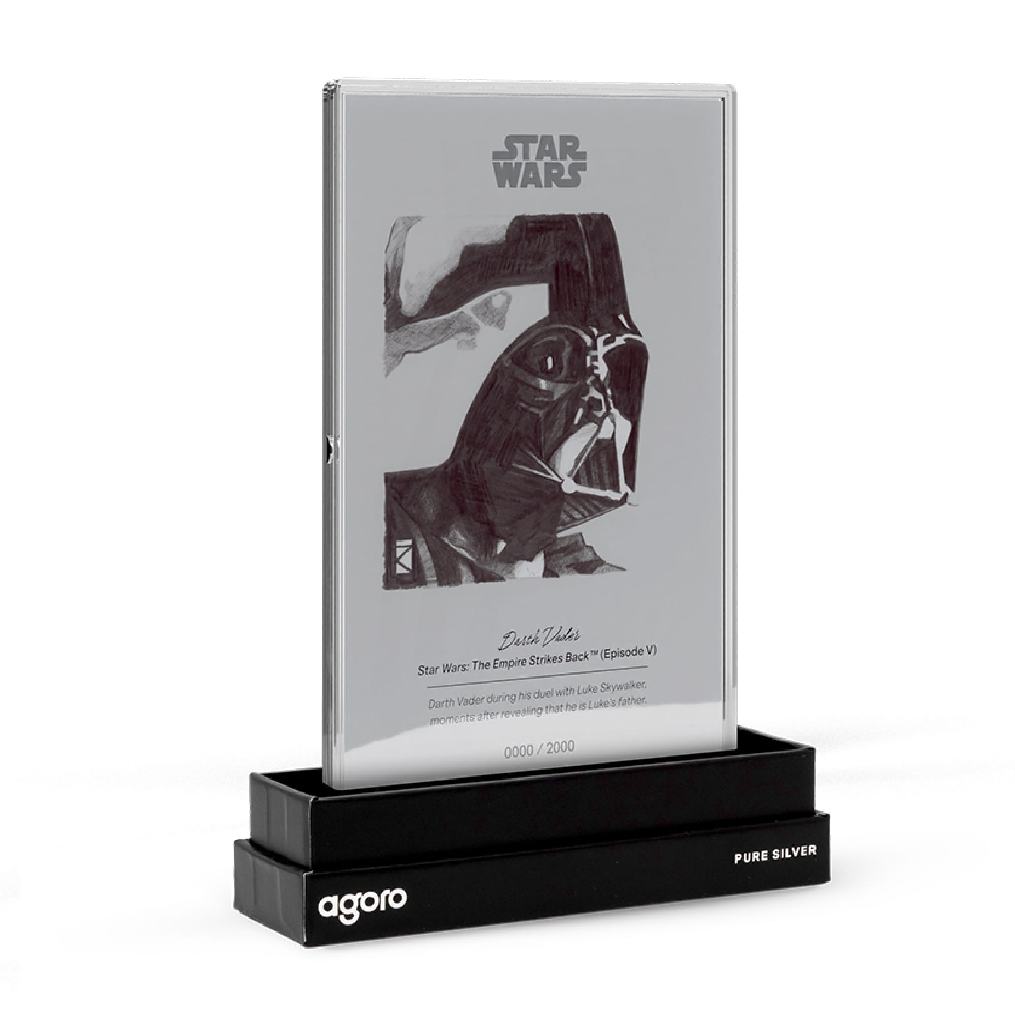 Darth Vader Star Wars Sketch Art 5g Silver Collectible Foil by Agoro