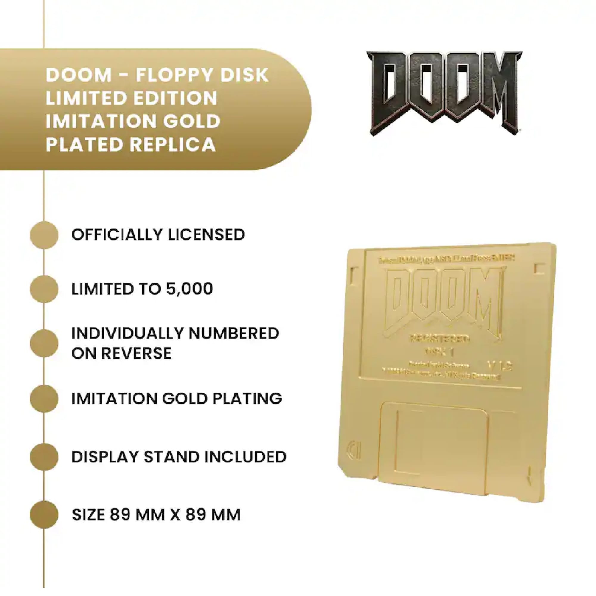 DOOM Commemorative Floppy Disk Limited Edition Replica - Gold Edition by Fanattik