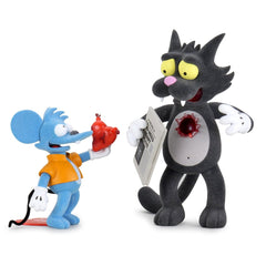 Itchy and Scratchy Flocked Version Medium Figure Set by The Simpsons x Kidrobot - IamRetro Exclusive