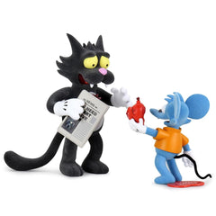 Itchy and Scratchy Flocked Version Medium Figure Set by The Simpsons x Kidrobot - IamRetro Exclusive