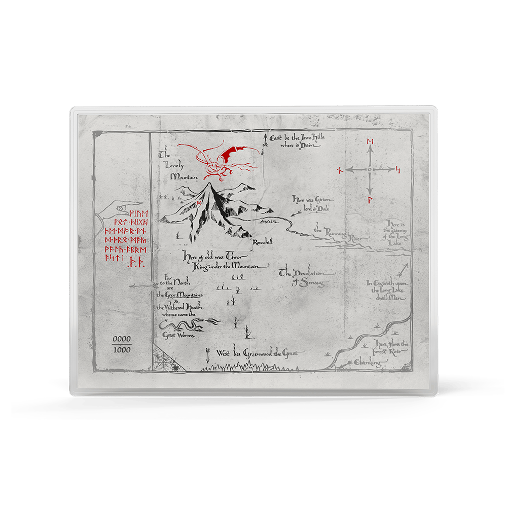 THE HOBBIT - Thorin's Map and Key 3/4 oz Silver Coin + 5 g Silver Foil Set by Agoro