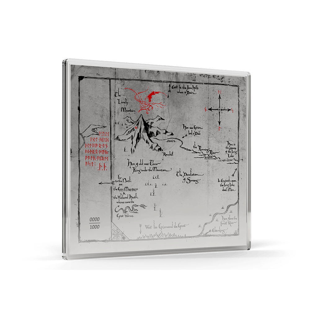 THE HOBBIT - Thorin's Map and Key 3/4 oz Silver Coin + 5 g Silver Foil Set by Agoro