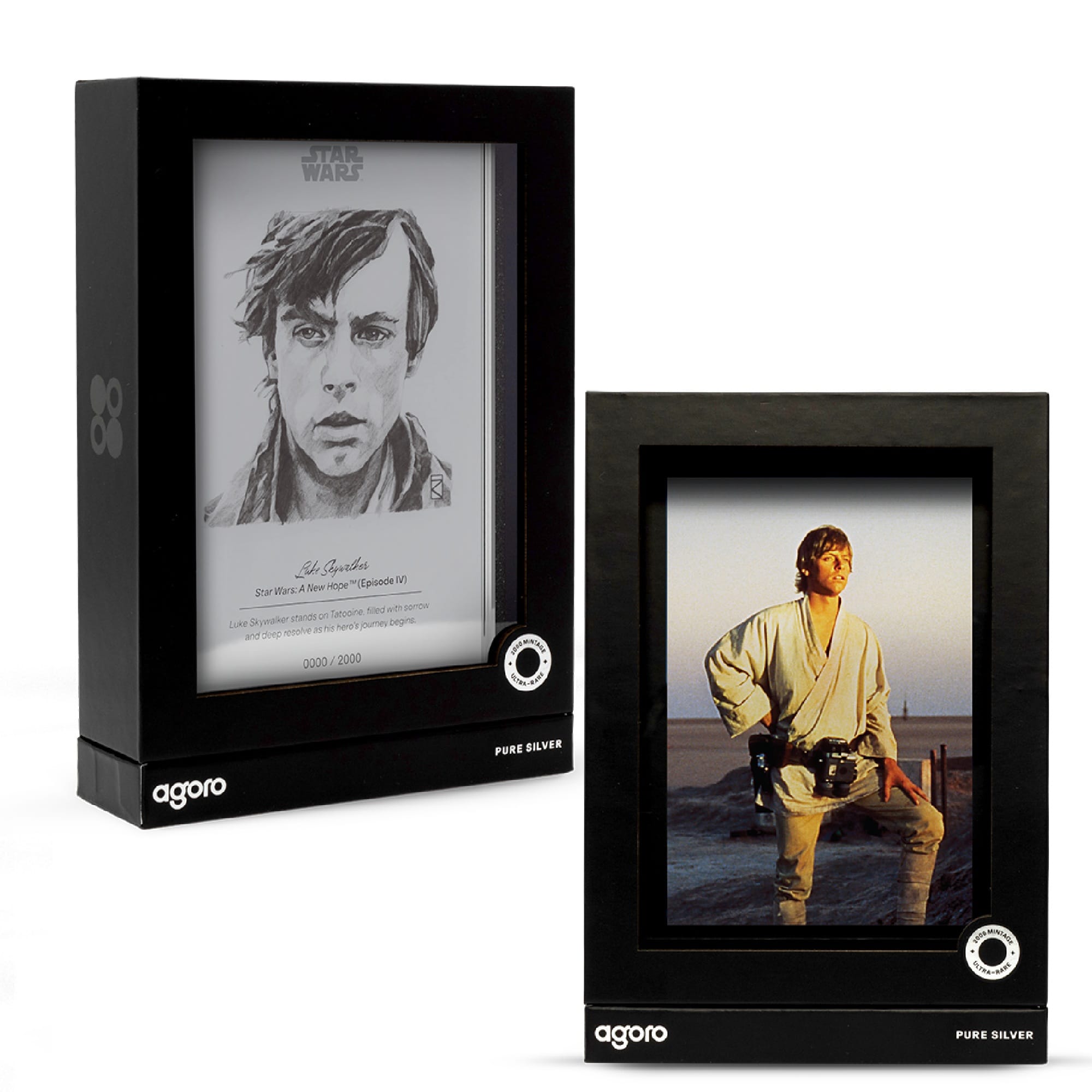 Luke Skywalker Star Wars Sketch Art 5g Silver Collectible Foil by Agoro