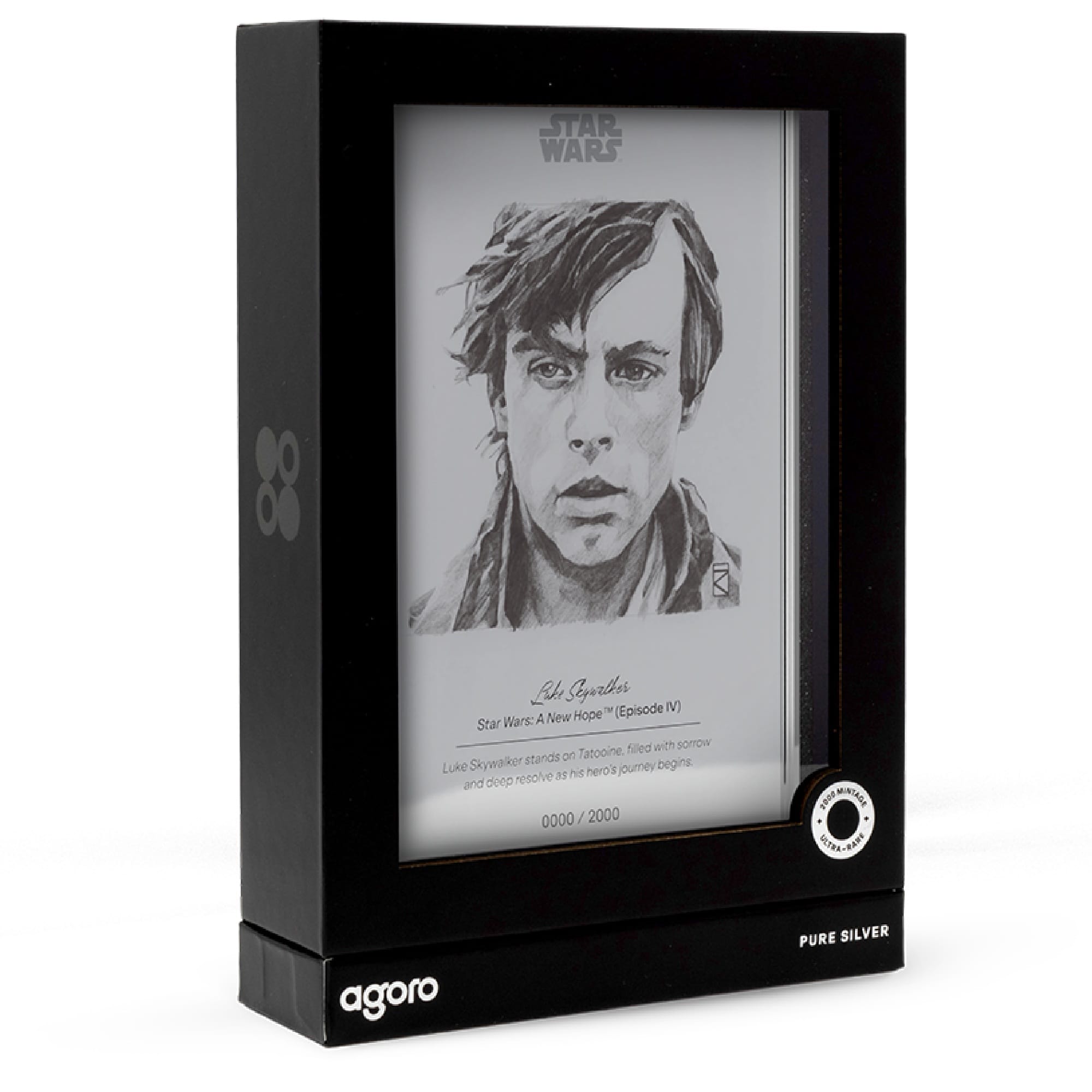 Luke Skywalker Star Wars Sketch Art 5g Silver Collectible Foil by Agoro