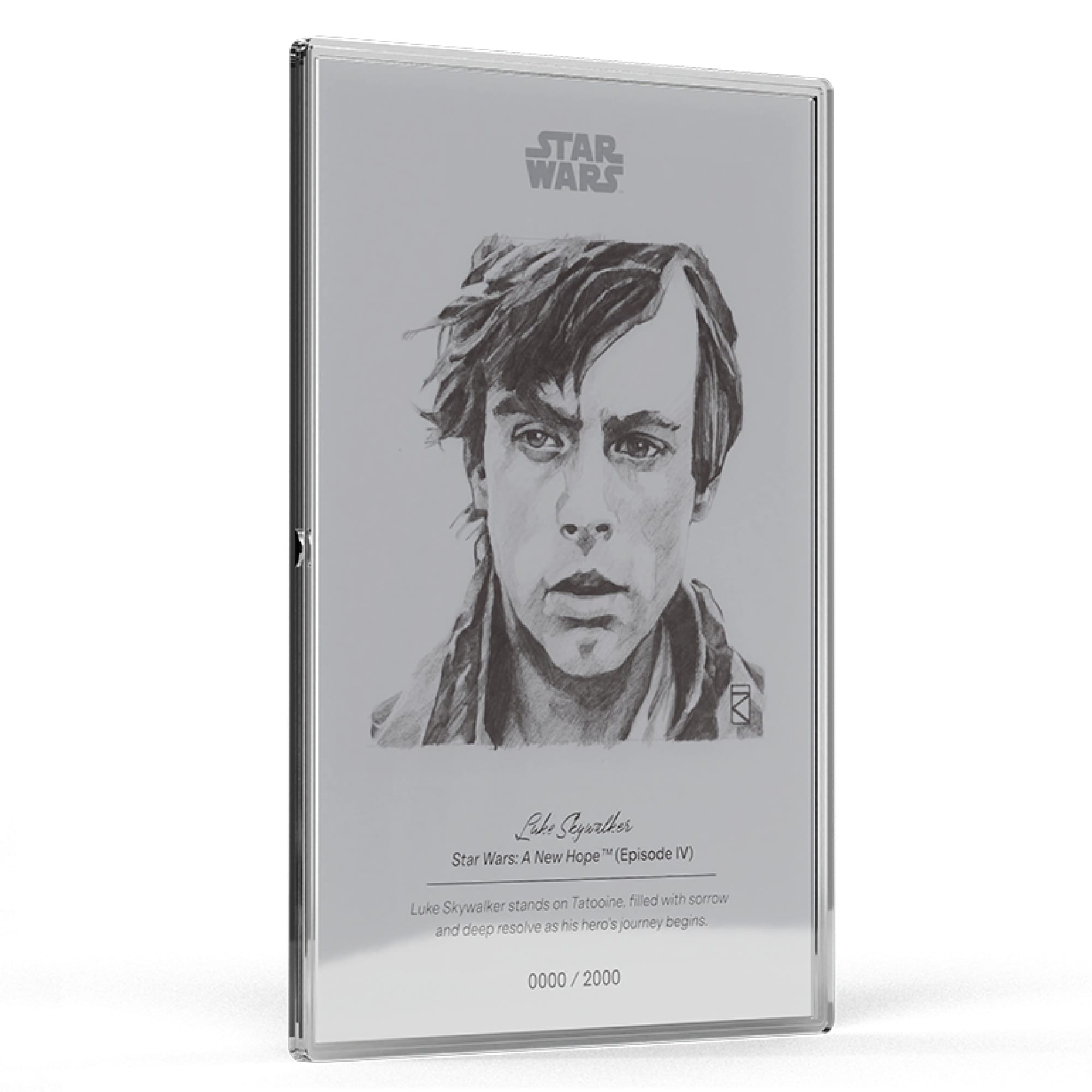 Luke Skywalker Star Wars Sketch Art 5g Silver Collectible Foil by Agoro