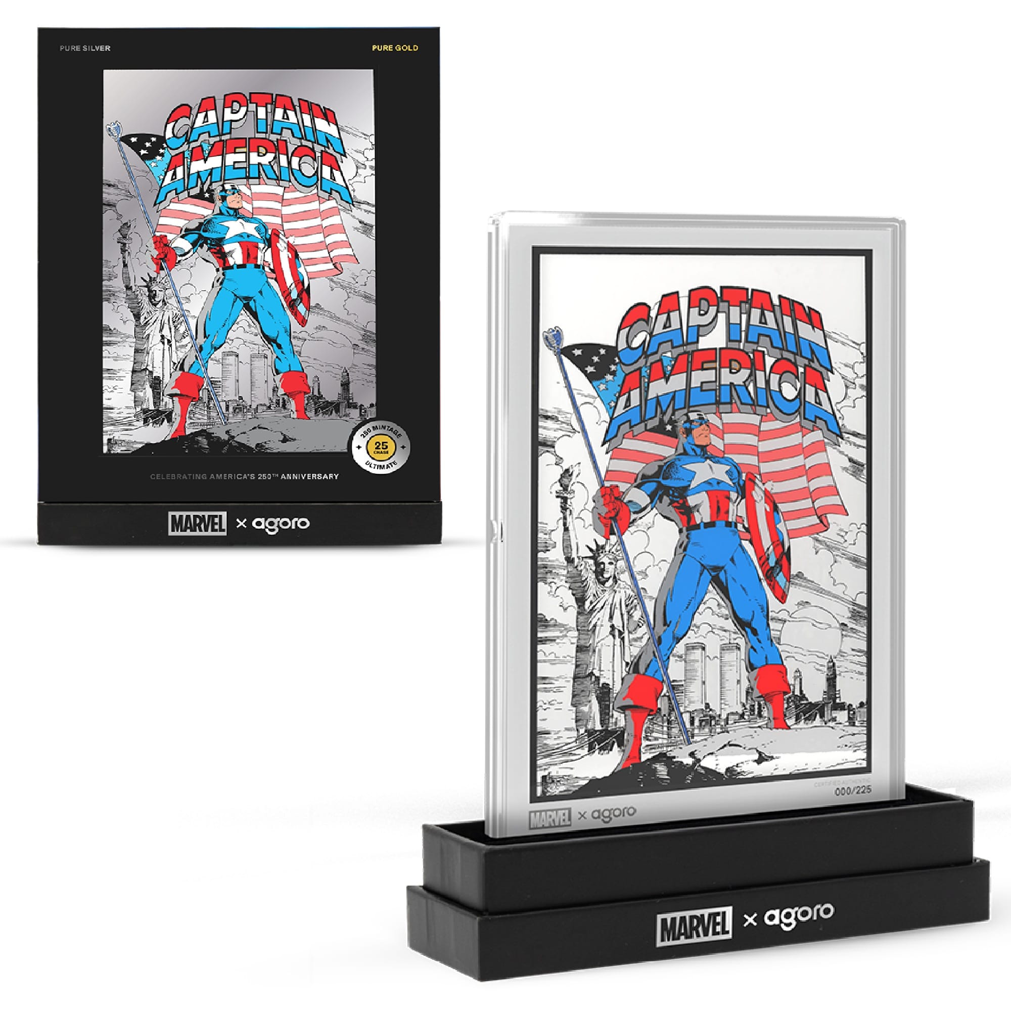 Marvel - Captain America: American Hero 5 g Silver Collectible Foil by Agoro