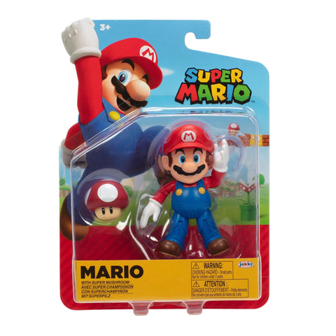 Super Mario w/ Mushroom Wave 42 Super Mario Bros 4" Figure by Jakks Pacific