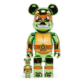 Michelangelo Chrome 400% + 100% Bearbrick Combo by Medicom