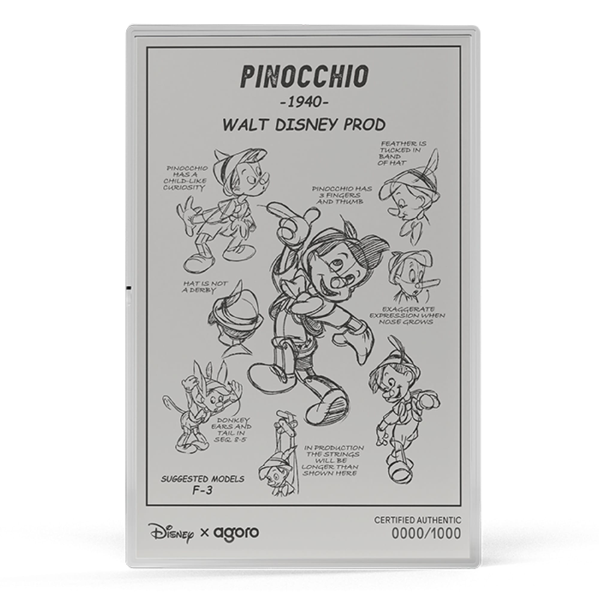 Disney Pinnochio Silver Collectible Set Ltd Edition 1000 pcs Worldwide by Agoro