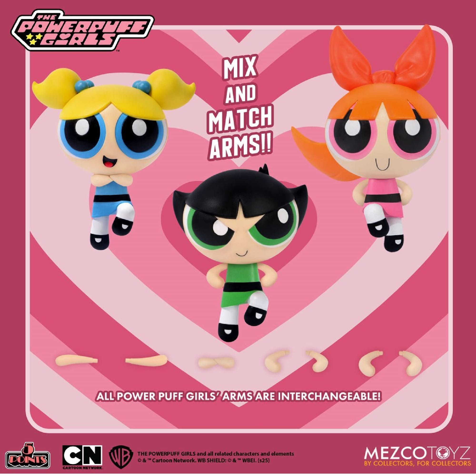 The Powerpuff Girls 5 Points Deluxe Action Figure Set of 4 by Mezco Toyz