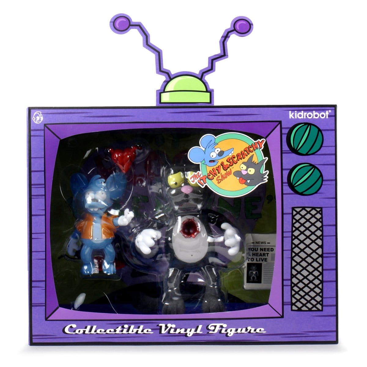 Itchy and Scratchy Flocked Version Medium Figure Set by The Simpsons x Kidrobot - IamRetro Exclusive