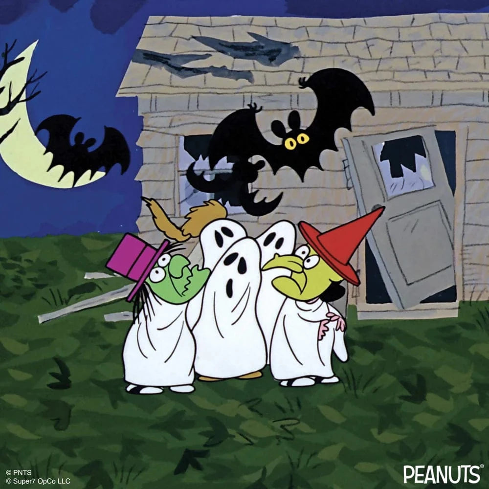 charlie brown dressed as a ghost CHARLIE BROWN GHOST WITH ROCK Great Pumpkin ~ HALLOWEEN LAWN ART ~ YARD DECOR