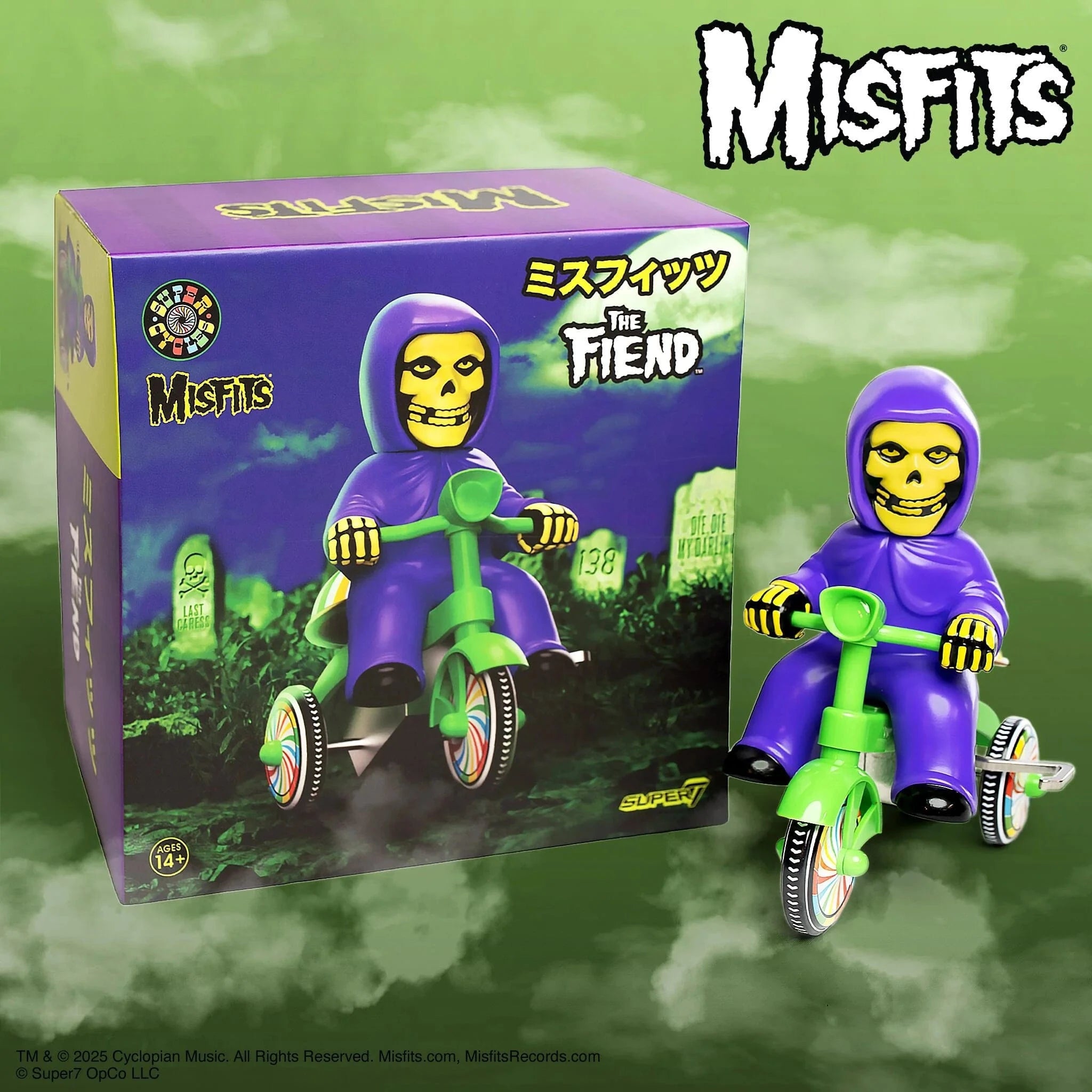 Misfits Fiend (Purple w/ Green Trike) Super Cycle by Super7
