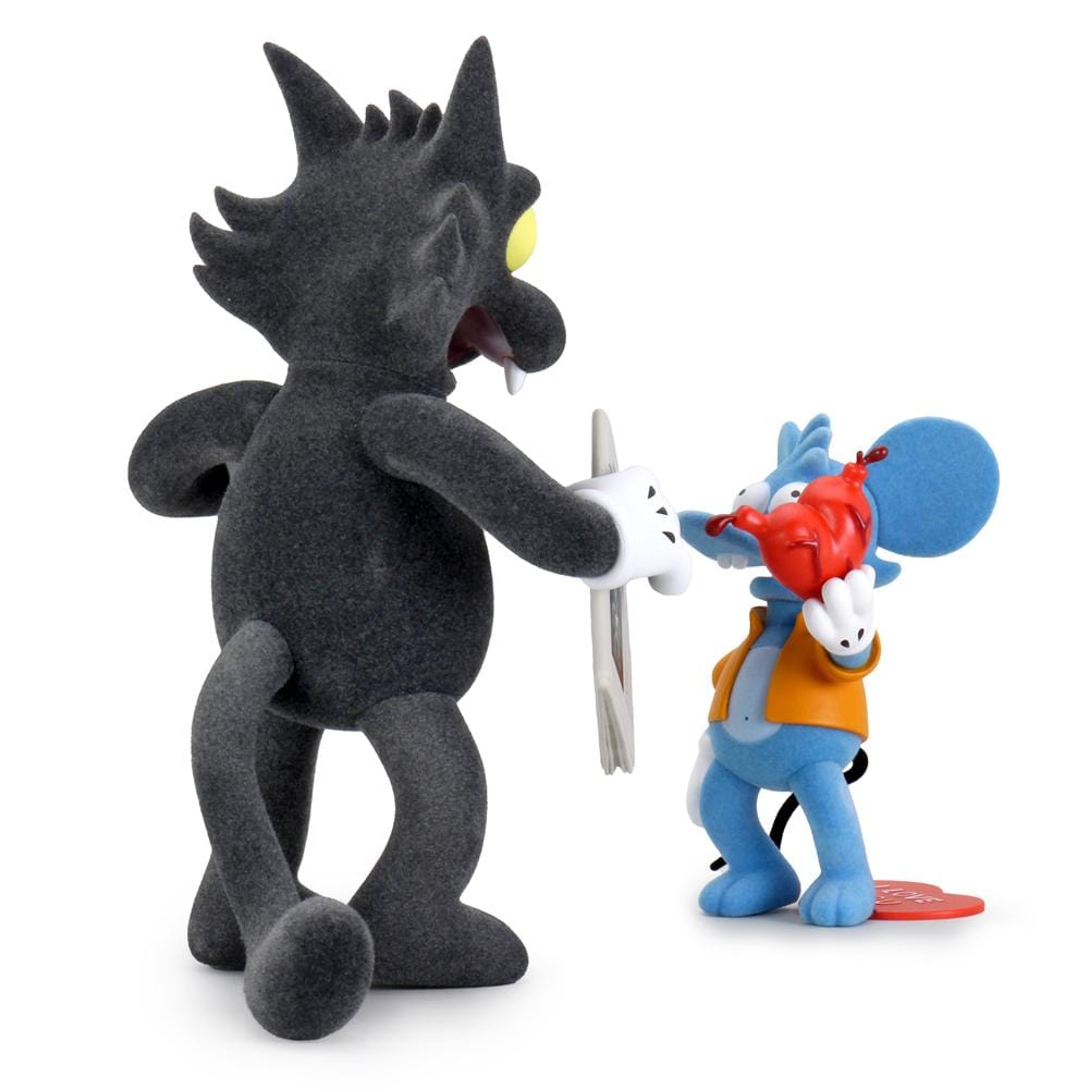 Itchy and Scratchy Flocked Version Medium Figure Set by The Simpsons x Kidrobot - IamRetro Exclusive