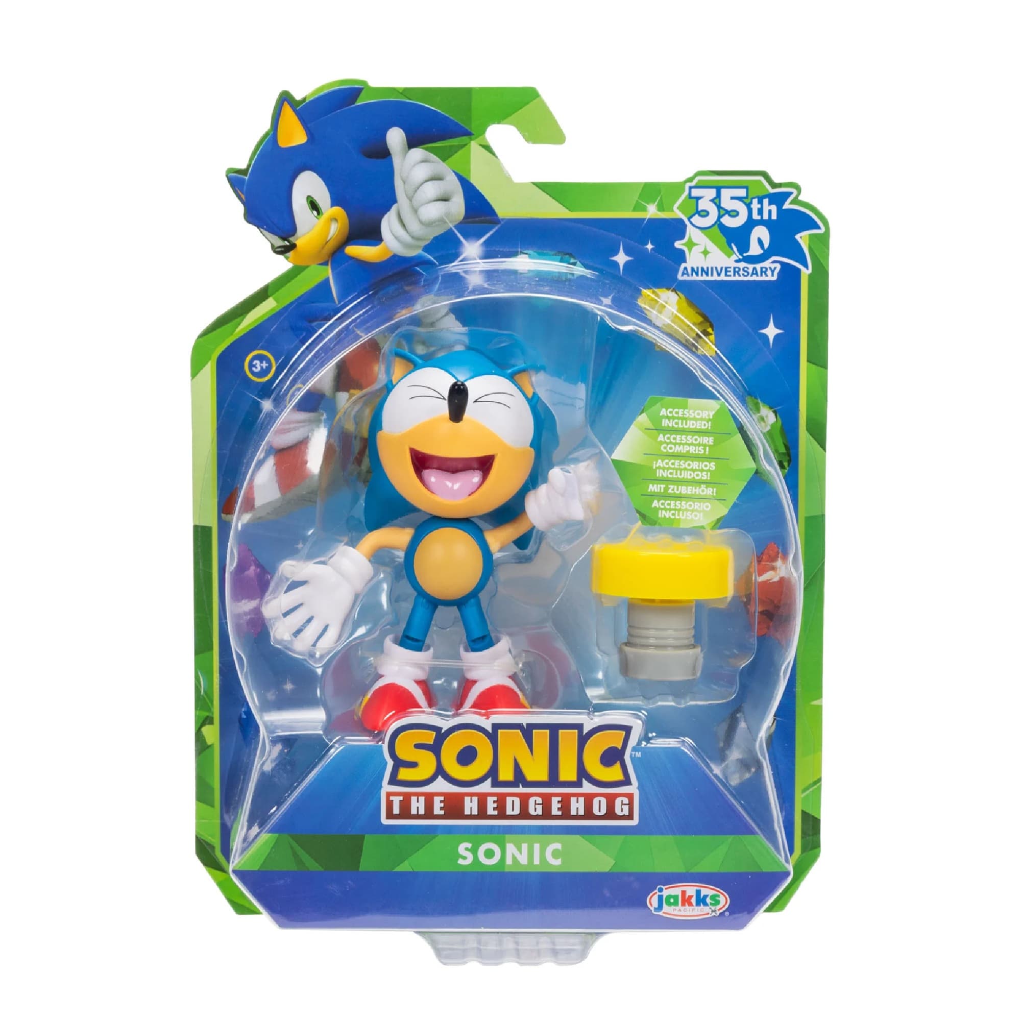 Classic Sonic with Yellow Spring - Sonic the Hedgehog 35th Anniversary 4-Inch Action Figure by JAKKS Pacific