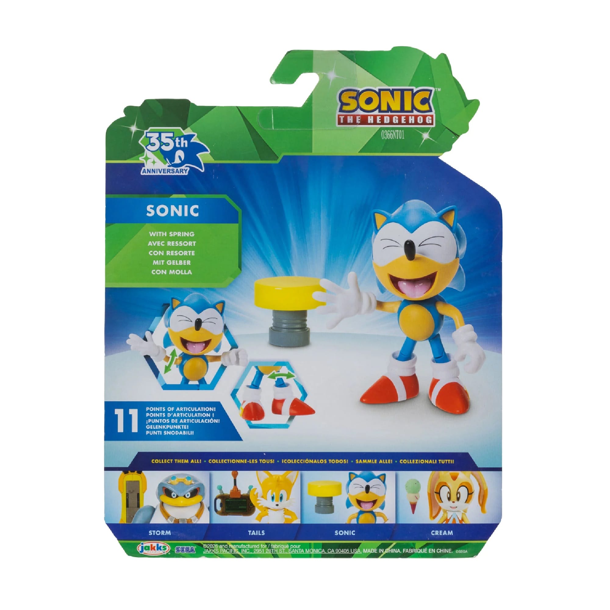 Classic Sonic with Yellow Spring - Sonic the Hedgehog 35th Anniversary 4-Inch Action Figure by JAKKS Pacific