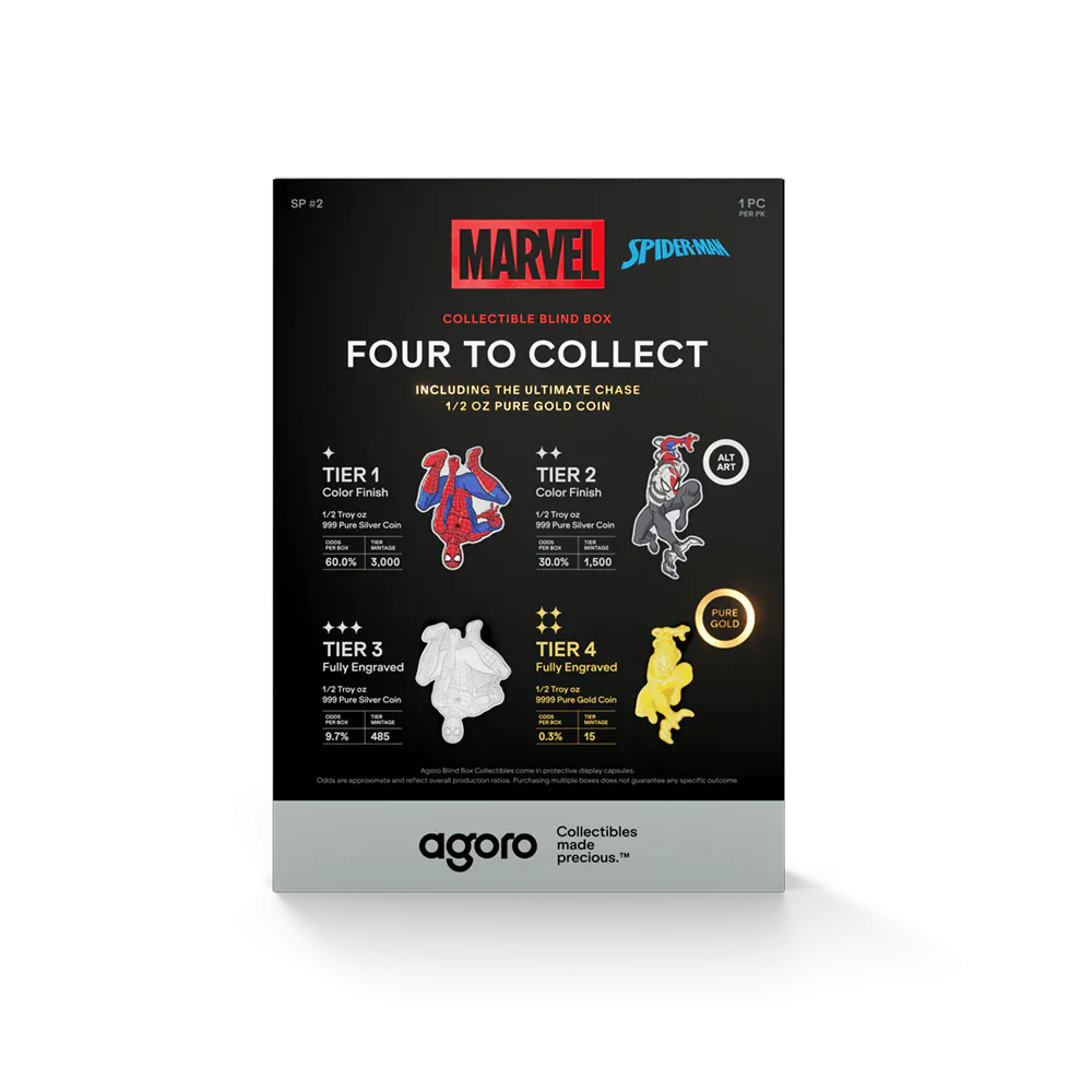 Marvel Spider-Man Transforms 1/2 oz Silver Coin Blind Box by Agoro