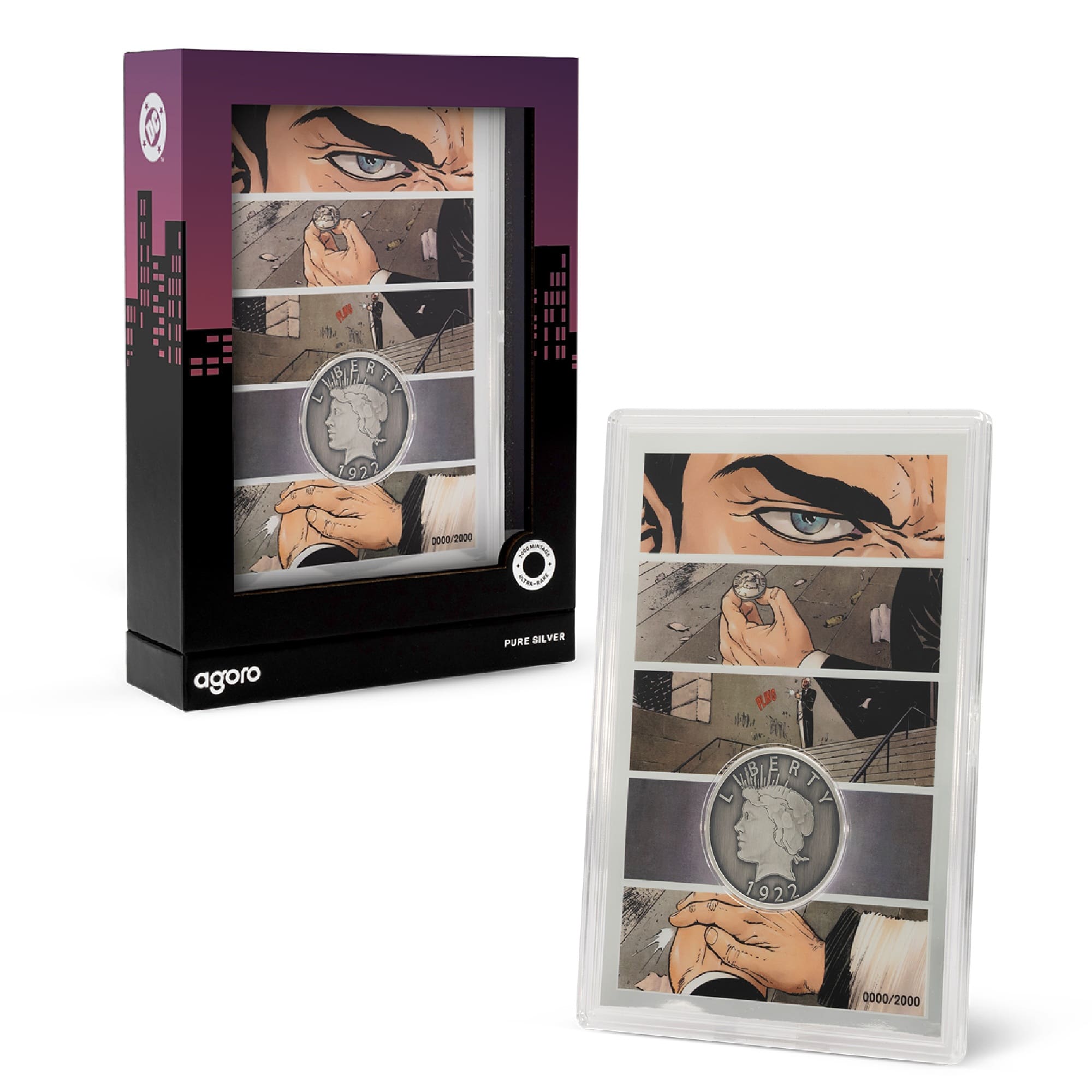 Two Face's Coin Batman DC Comics Collectible Silver Set by Agoro