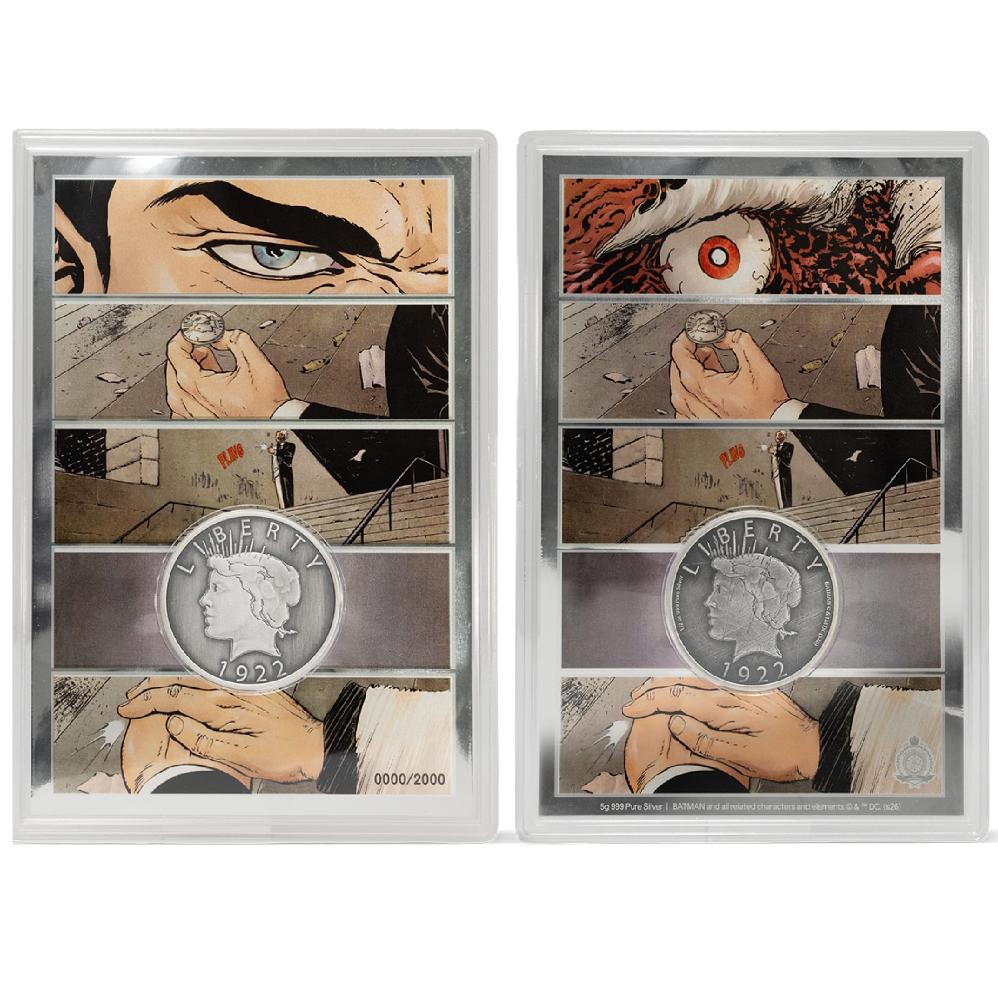 Two Face's Coin Batman DC Comics Collectible Silver Set by Agoro