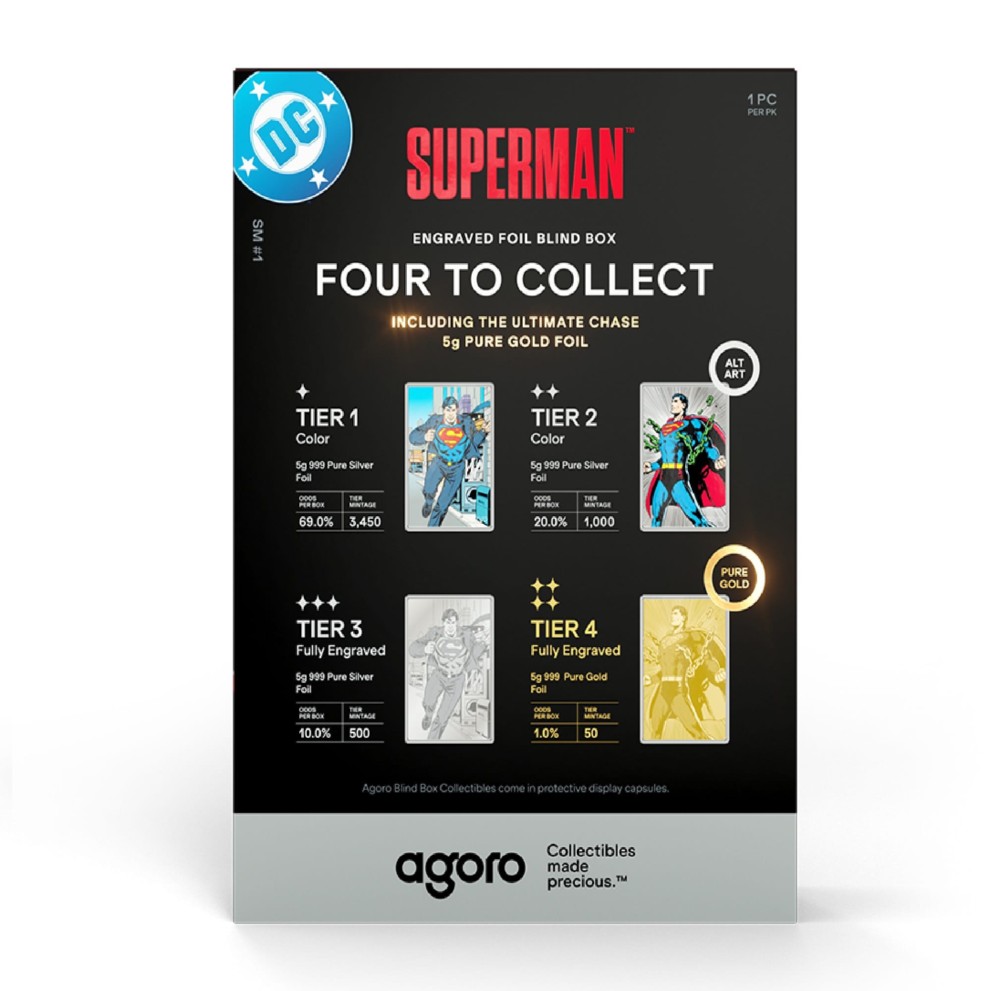 Superman DC Comics Blind Box Silver Collectible by Agoro