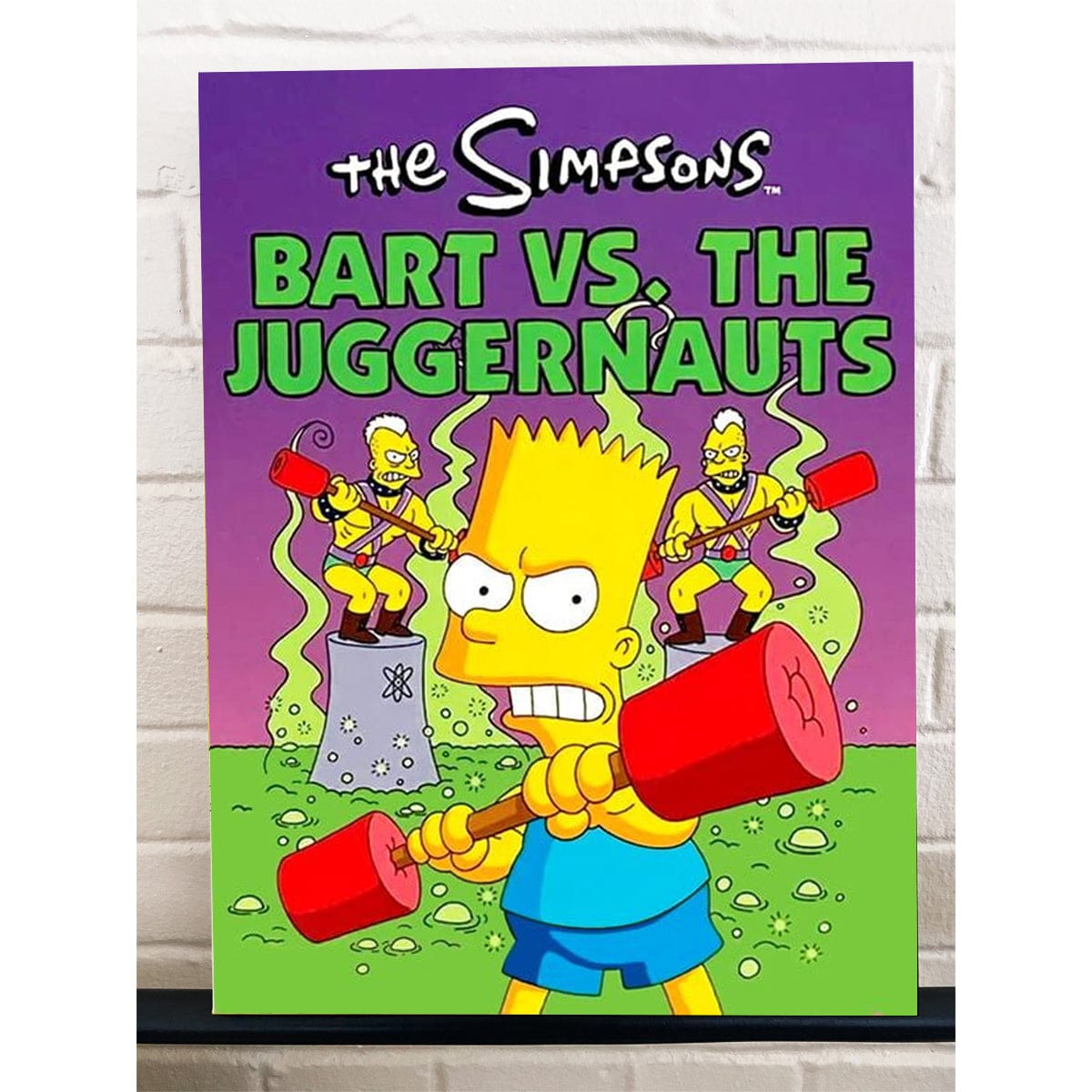Bart vs The Juggernauts The Simpsons Gameboy Gallery Wrapped Canvas Wall Art 12x16