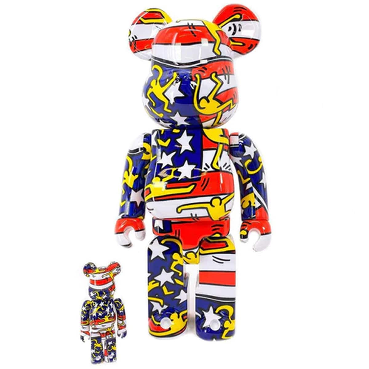 Keith Haring #7 USA Flag 400% + 100% Bearbrick Combo by Medicom Toys